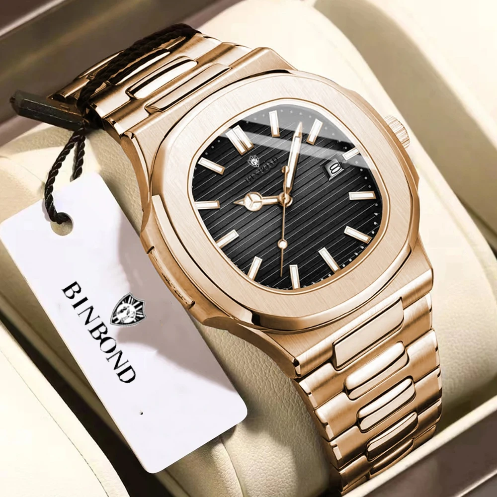 

New High Quality Fashion Quartz Wristwatches Man Rose Gold Clock Men Luxury Watch Automatic Watches Mens Black Tudo Por 1 Real
