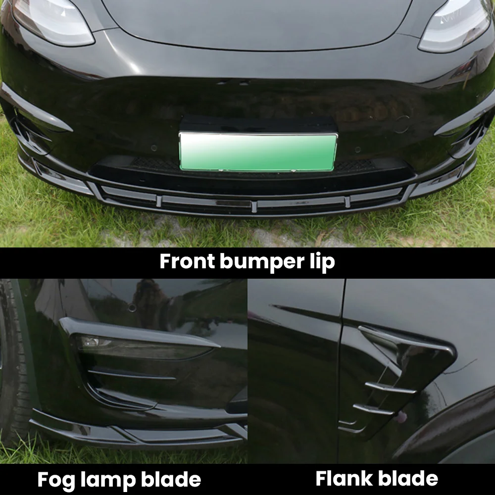 Tesla 2023 Tuning Carbon Fiber Body Kit For Tesla Model Y Rear Spoiler Bumper Diffuser Side Skirt Front Lip Black Kit 2021-2023