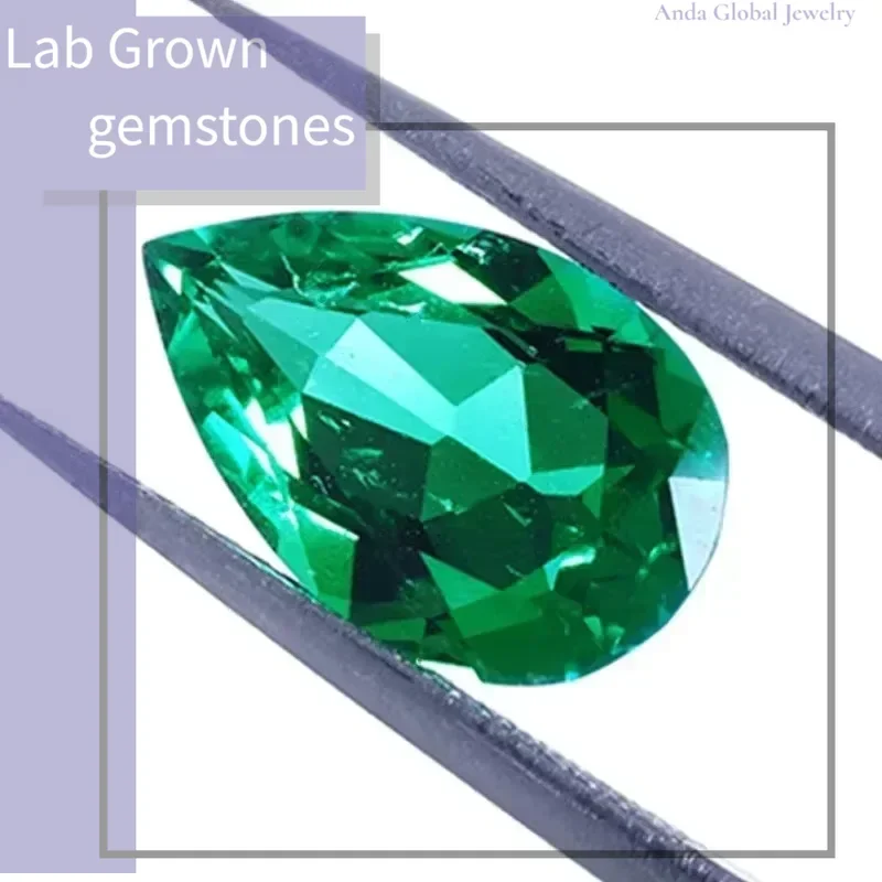 

Lab Grown Colombia Emerald Pear Shape Hand-cut Hydrothermal Gemstone Beads for Jewelry Making Pendant Selectable Certificate
