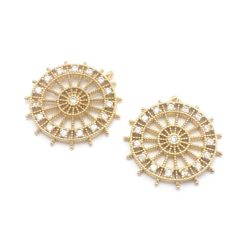 Colgantes de timón de ancla de Color dorado de 18 quilates, suministros de joyería de alta calidad, collar, pendientes, accesorios para mujer