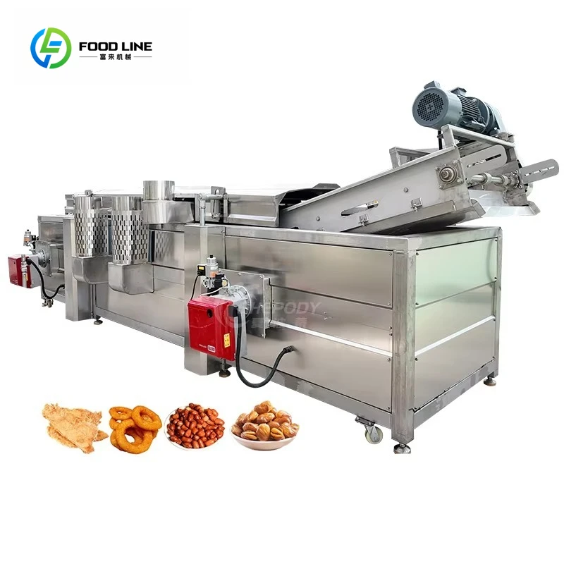 Continuous Gas Type Chicken Broasted Meat Deep Fryer Machine for Sal