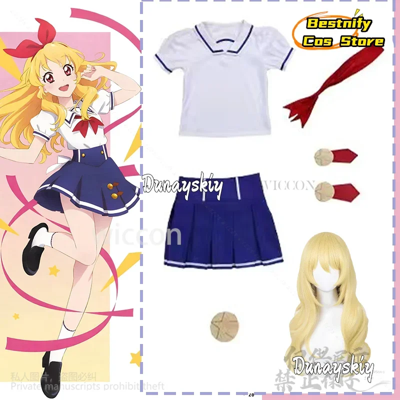 CosplayHoshimiya Ichigo تأثيري Aikatsu! JK زي مدرسي الصيف الأزرق فستان لوليتا أنيمي Jirai Kei الفتيات الباروكات ل المعبود كوس مخصص