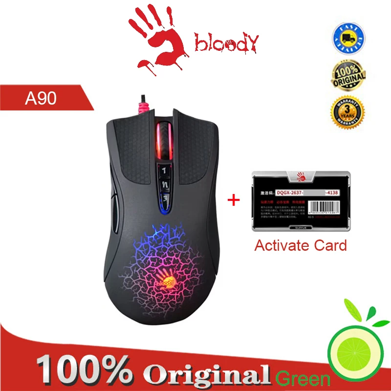 A4Tech Bloody A90 USB wired game mouse 4000dpi 8-button optical sensor color brightness mechanical game mouse