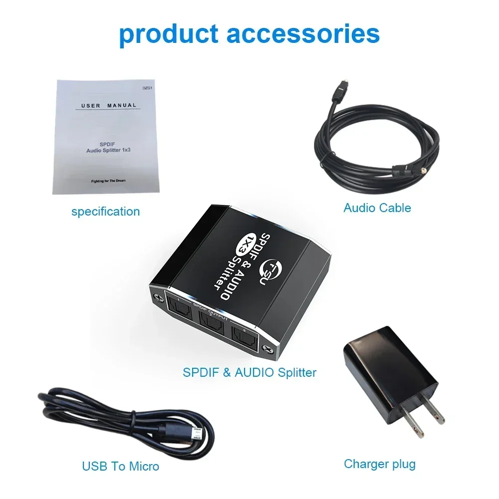 FSU SPDIF Audio Splitter 1x3 Optical Splitter SPDIF Toslink Optical Digital Audio Splitter 1 In 3 Out Support 5.1CH LPCM 2.0 DTS