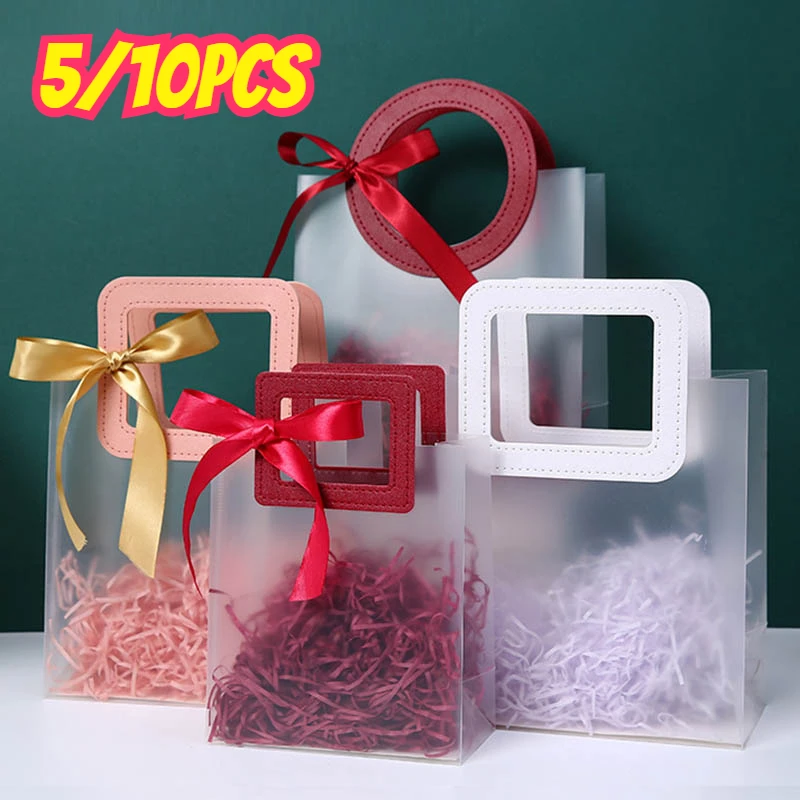 

5/10PCS Gift Bags PVC Packing Bag with Handle Wedding Accessories Festival Souvenir Party Present Gift Packaging Home Storage