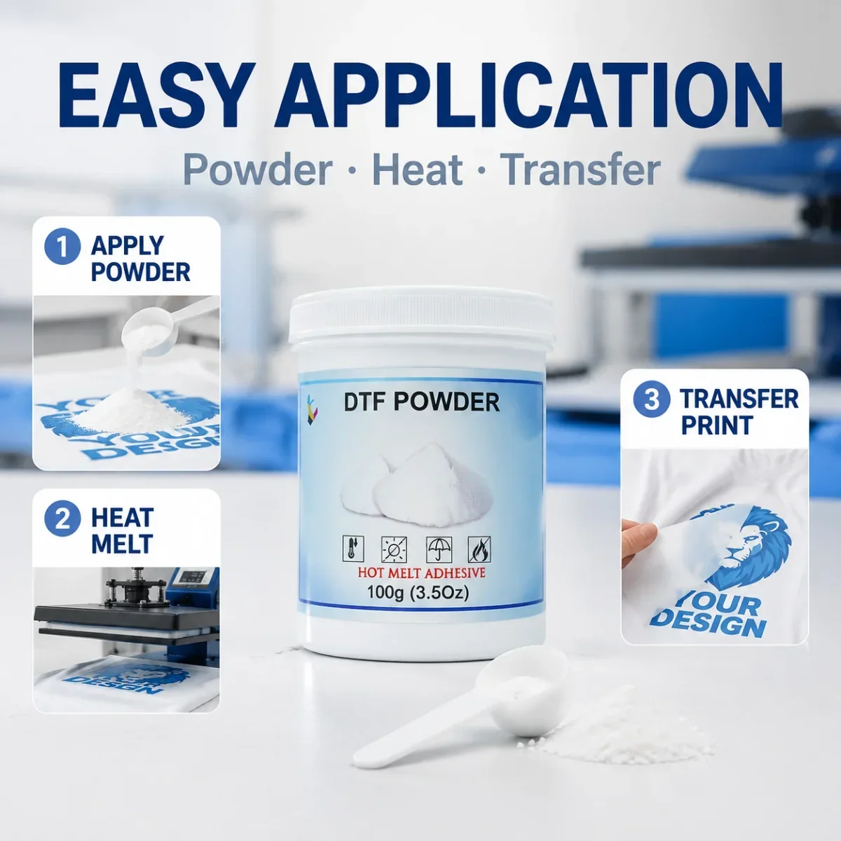 White DTF Hot Melt Adhesive Powder TPU Glue Powder for Film Printing on All Fabrics DTF Transfer Printer Consumables Supplies