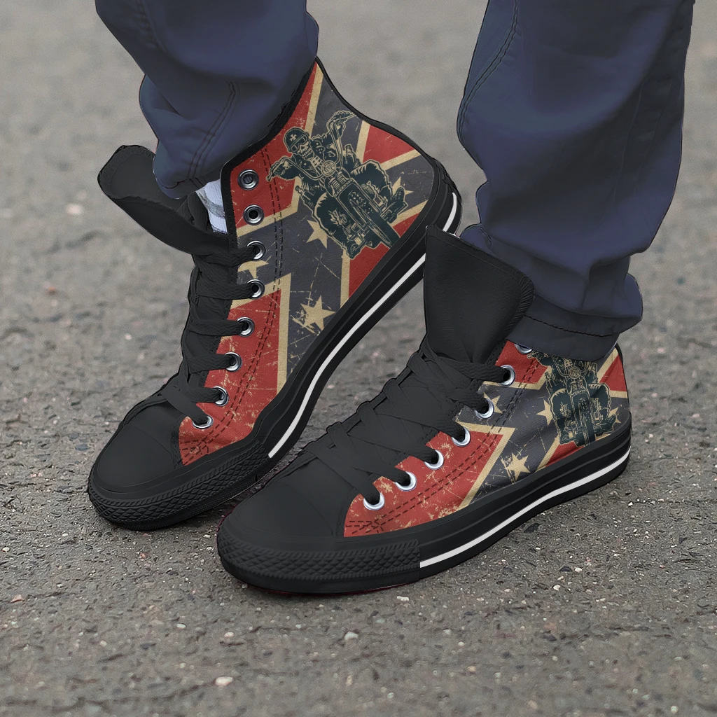 New Christmas Men's High Top Canvas Shoes Light Breathable Outdoor Casual Skeleton Shoes Lace Student Sneakers