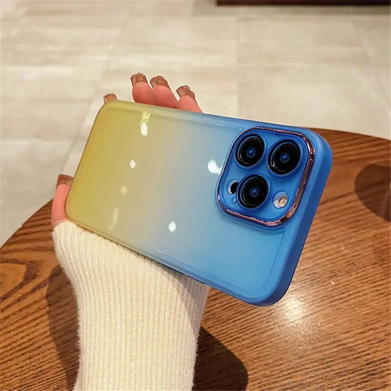 Luxury Gradient Rainbow Clear Phone Case For iPhone 16 Pro Max 15 14 13 12 11 X XR XS Plus Shockproof Camera protection Cover image 4