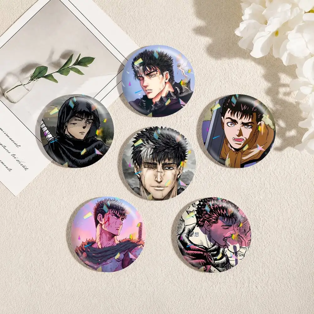 Anime Berserk Guts 25 32 44 58 75mm Badges Personalized Round Brooches Pins Accessory Gift