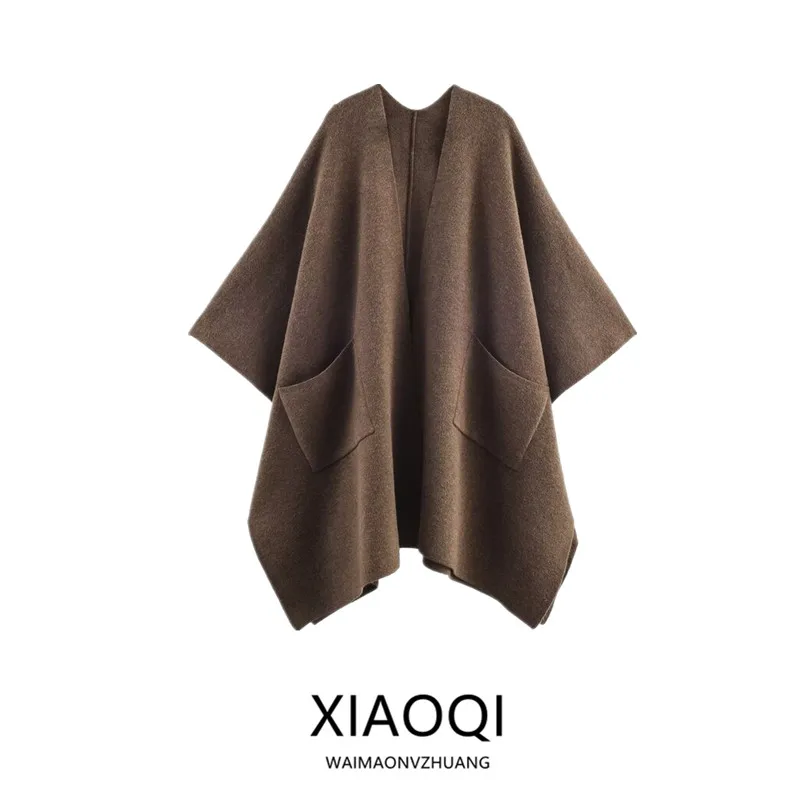 

Женское свободное длинное вязаное пальто с v-образным вырезом, новинка осени 20%, универсальная цветная верхняя одежда Faion Ele Ladylike Sle