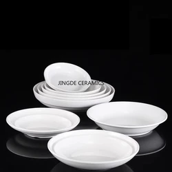 1pc Melamine White Plate Hotel Restaurant Dishes Plastic Dining Plate Kitchen Utensils Buffet Main Course Plate Household Items