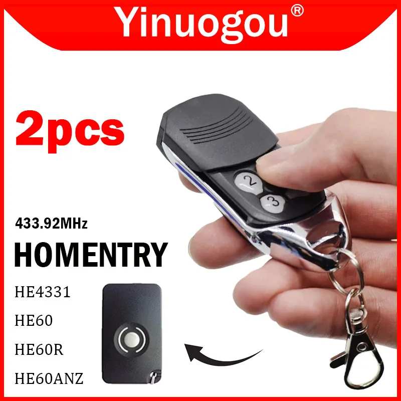 HOMENTRY HE4331 HE60 HE60R HE60ANZ Garage Door Remote Control 433.92MHz Rolling Code Handheld Transmitter Replacement