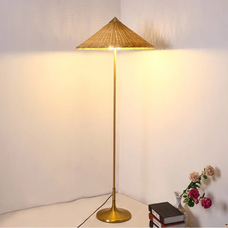 japones wabi sabi mao tecida rattan lampada de assoalho quarto bedside led sala de estar lampada decoracao para casa 01