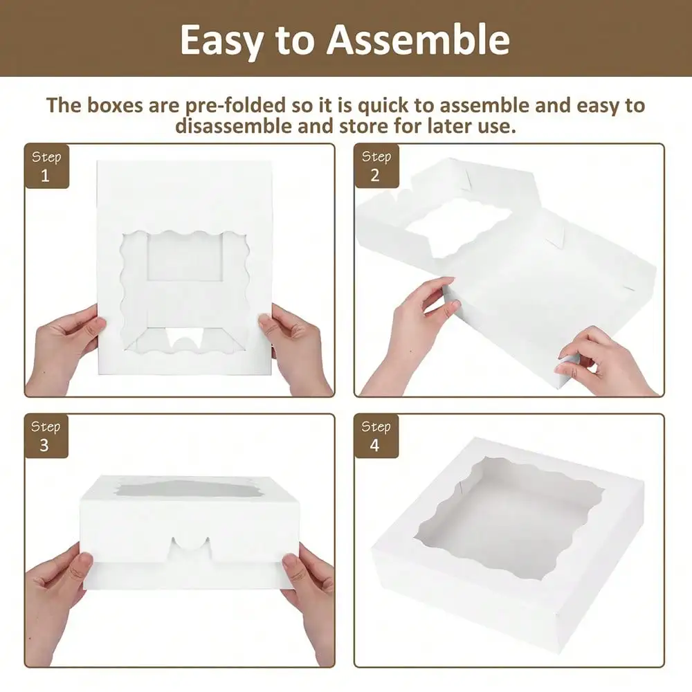 Superlele 26/52 قطعة 9x9x2.5 بوصة صناديق فطيرة مع نافذة - صناديق حلوى المخابز/الكوكي للهالوين/عيد الحب