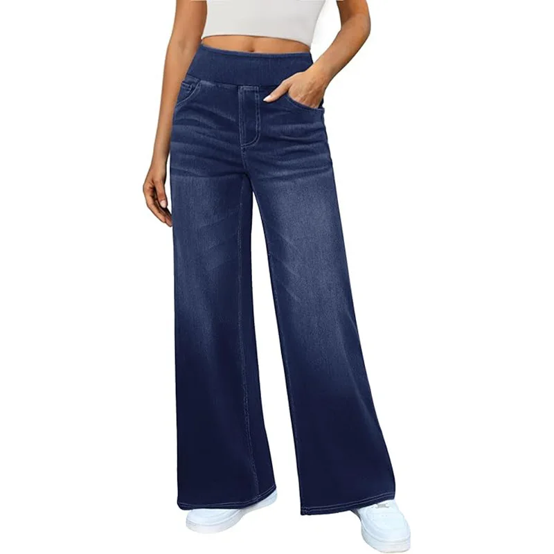high-waist-wide-leg-jeans-women's-pullthrough-loose-fit-home-comfort-pants-high-waist-elastic-waistband-no-brand-registered