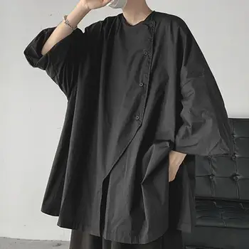 세련된 남성 여름 탑 streetwear 가을 봄 탑 오버 사이즈 쿨 일본 남성 봄 티셔츠 유지