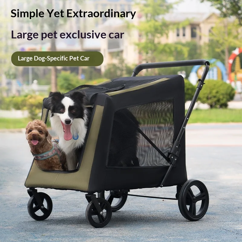 Medium Large Dog Multi-Functional 4-Wheel Pet Cart Outdoor Travel Large Mobility Foldable Portable 80 Jin Capacity Cross-Border