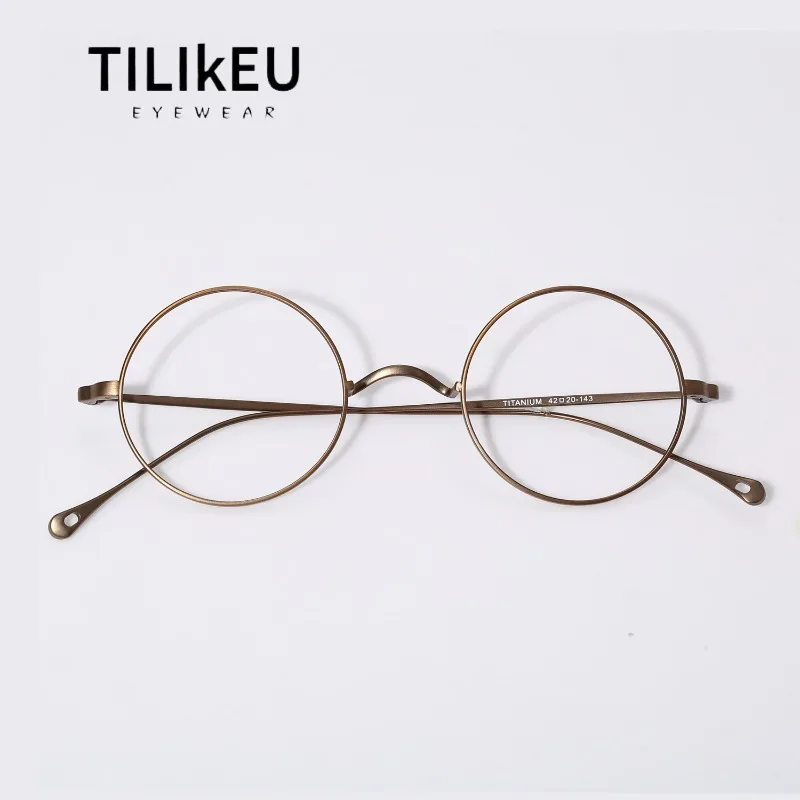 

Новые сверхлегкие круглые оправы для очков из чистого титана без носовой подушечки в стиле ретро, женские трендовые оправы для оптических очков, мужские оправы для носа без поддержки