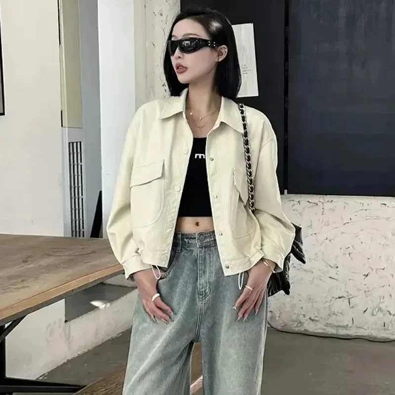 高品質ファッションPUレザージャケット レディース 2025年春新作 アウター 気質 オーバーウェア バイクウェア コート