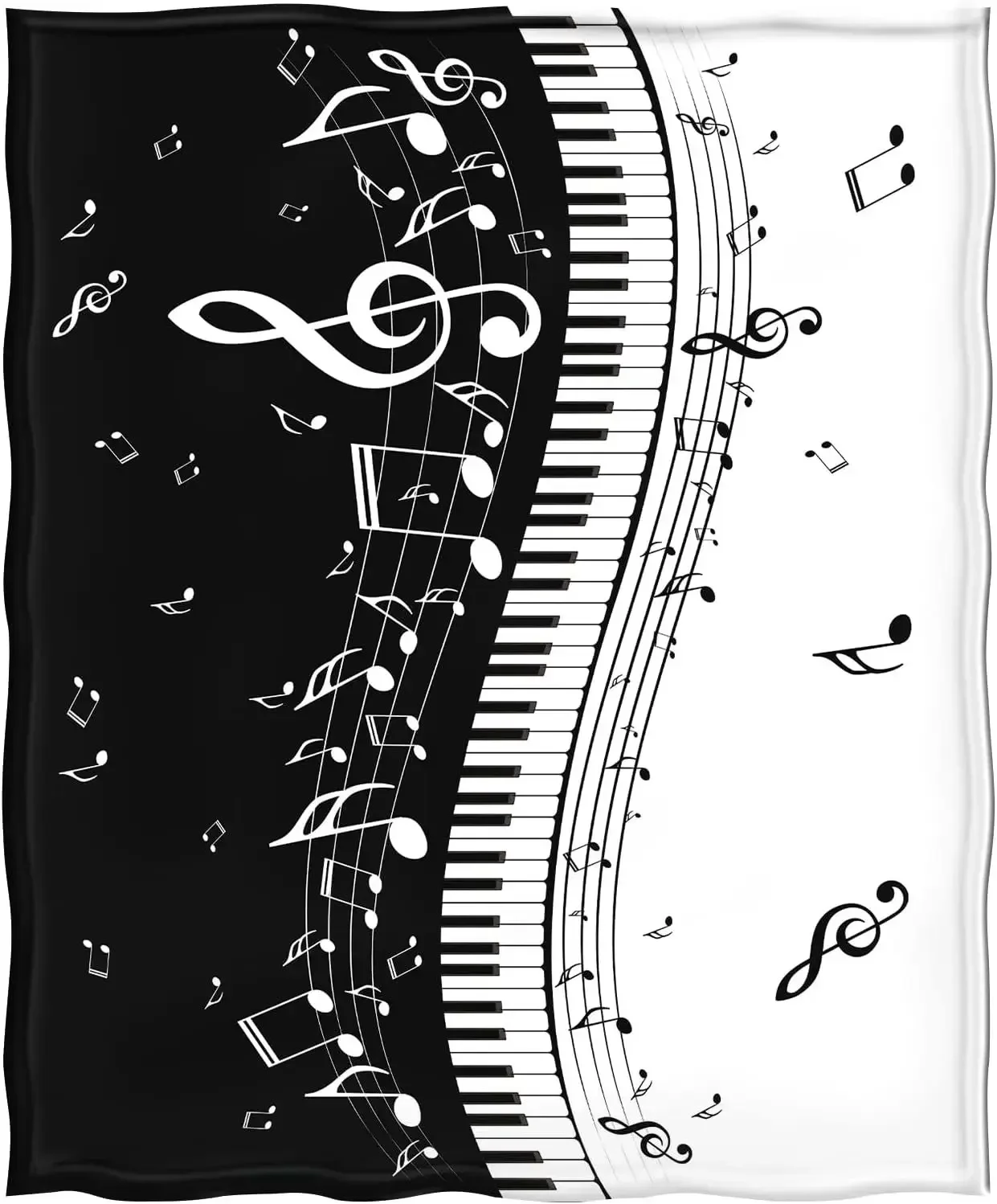 Music Blanket Gift, Abstract Piano Music Notes Decorative Home Fur Blanket, Soft and Comfortable Lightweight Blanket