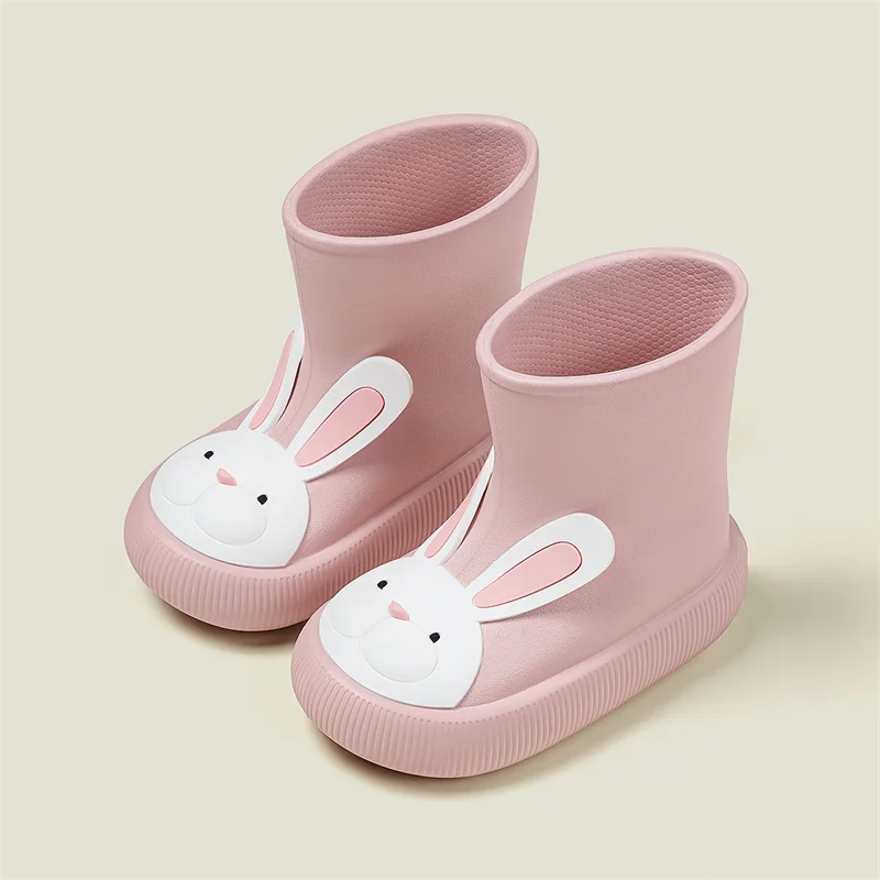 Chaussures de pluie imperméables coordonnantes pour enfants, botte de protection portable, couvre-bottes de dessin animé, ours, lapin, garçons,