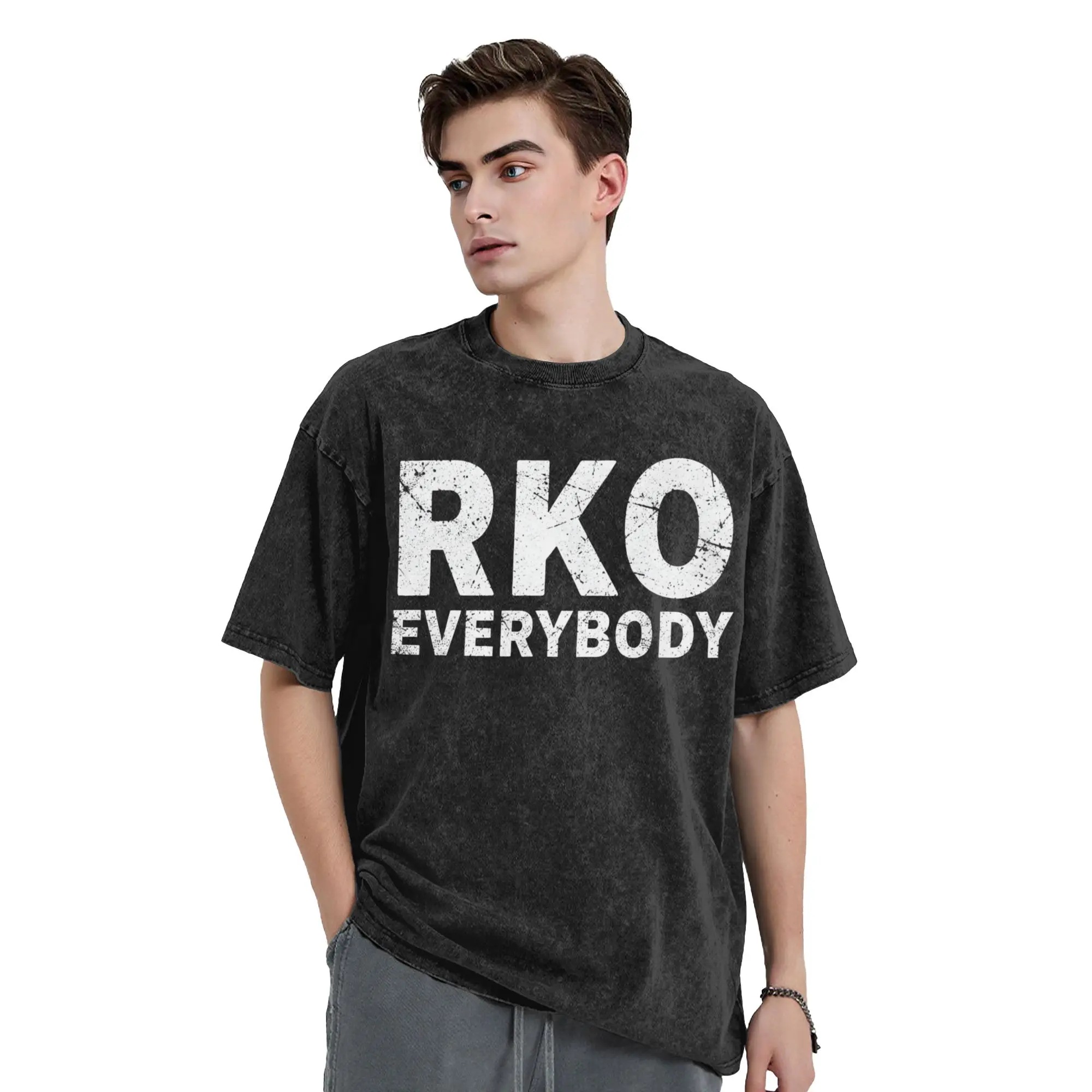 RKO Everybody  Vintage Washed T Shirts for Men Women 100% Cotton Vintage T-Shirts O Neck Wrestling Meme Tee Shirt  Clothes