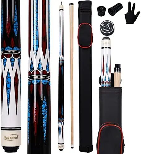 

Pool Cue Stick with Hard Case Hardwood Canadian Maple Professional Billiard Pool Stick 58" 2-Pieces 19/20oz Pool Stick Set