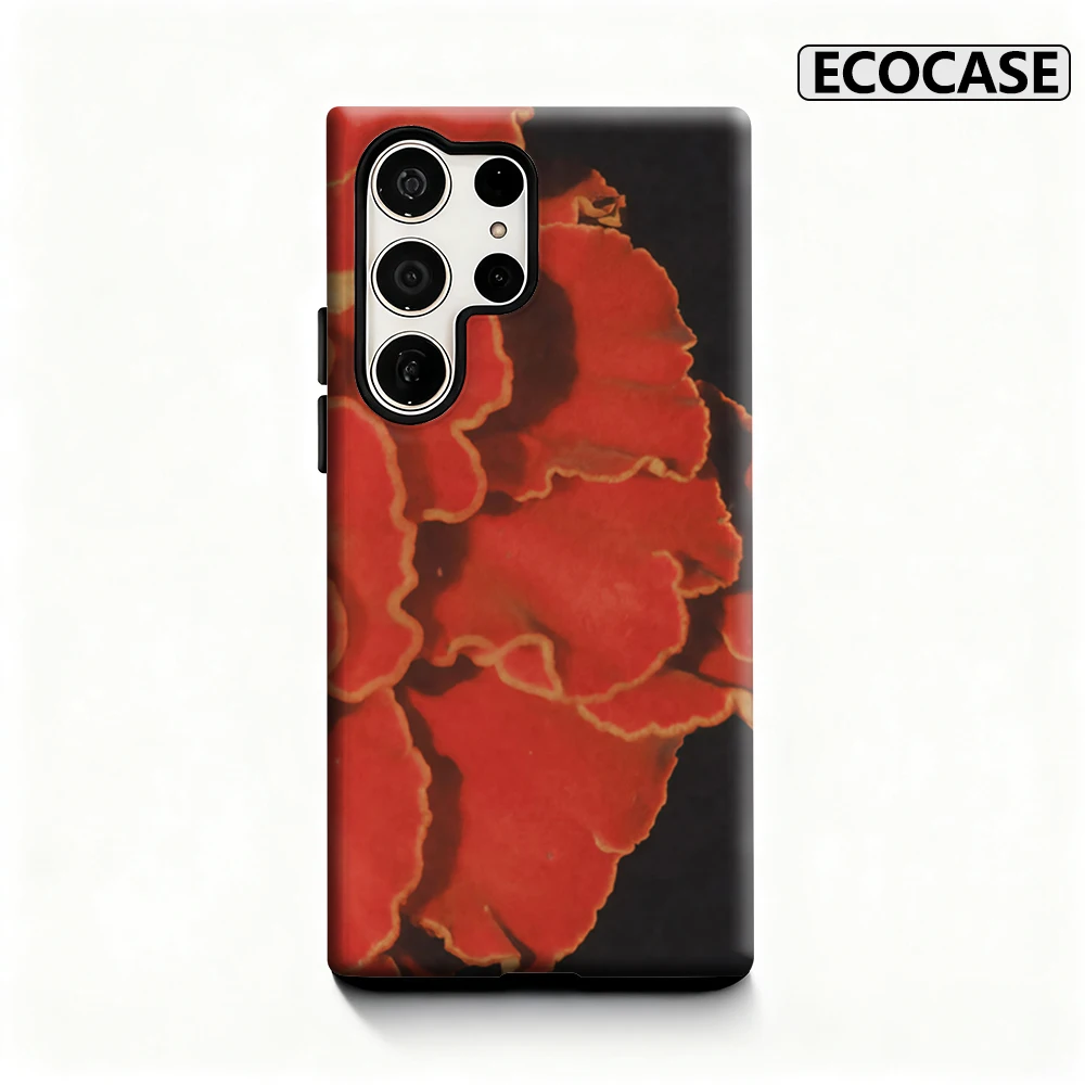 เคสโทรศัพท์ลายกลีบดอกไม้สีแดงวินเทจ สำหรับ Samsung Galaxy S20 FE S22 S24 S25 Plus Ultra 4G 5G หรูหรา แบบสองชั้น