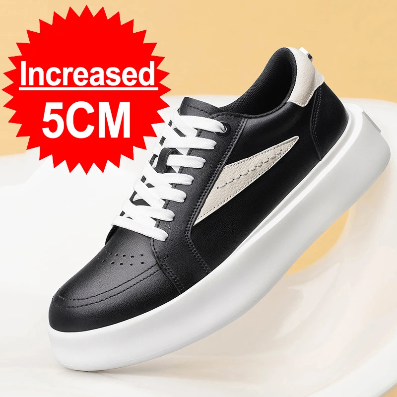 

Летние мужские повседневные туфли-лифты, кожаные туфли с невидимым увеличением 5 см, для отдыха на открытом воздухе, нескользящие, мягкие, не уставшие ноги