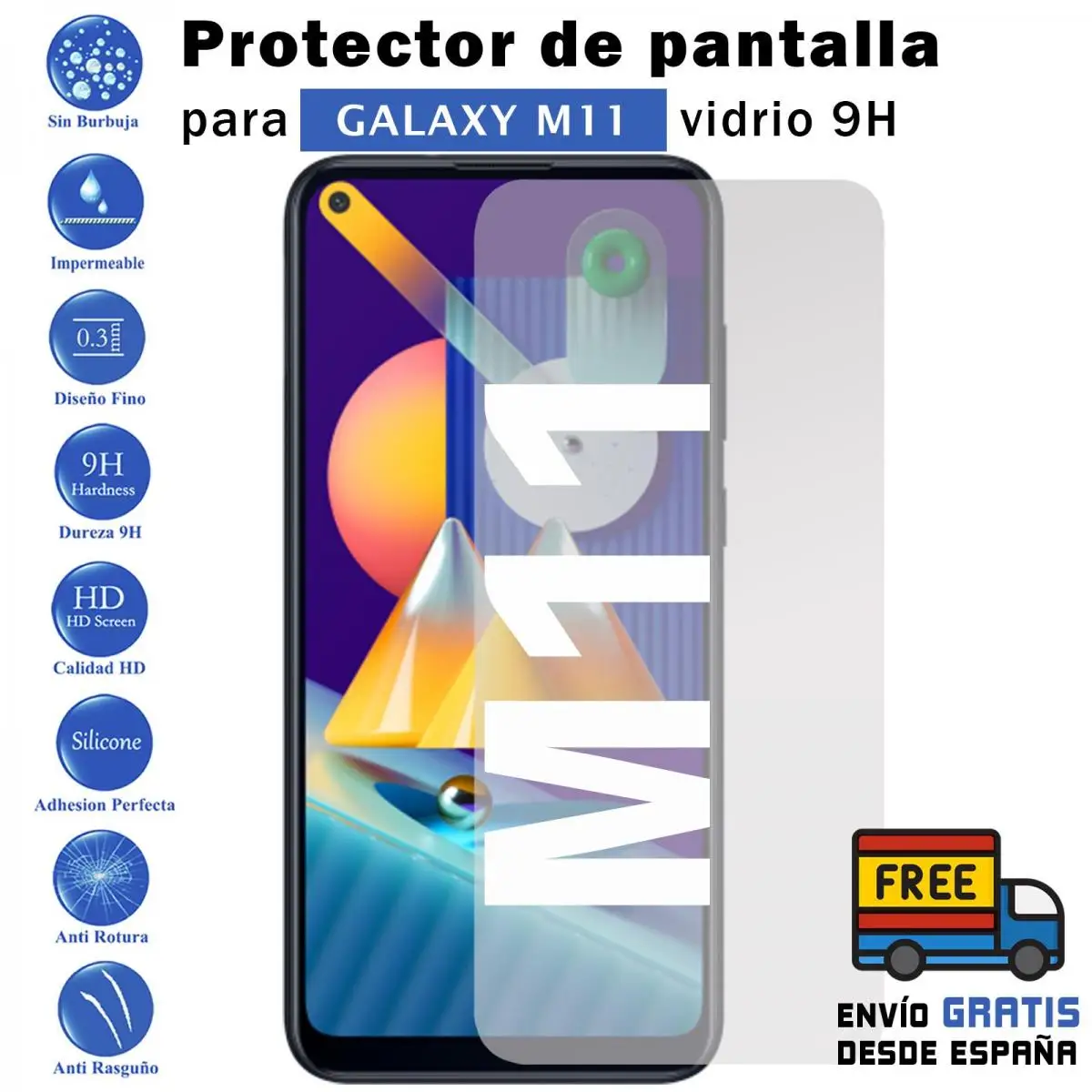 Galaxy M11 tempered glass screen Protector 9H for mobile-Todotumovil