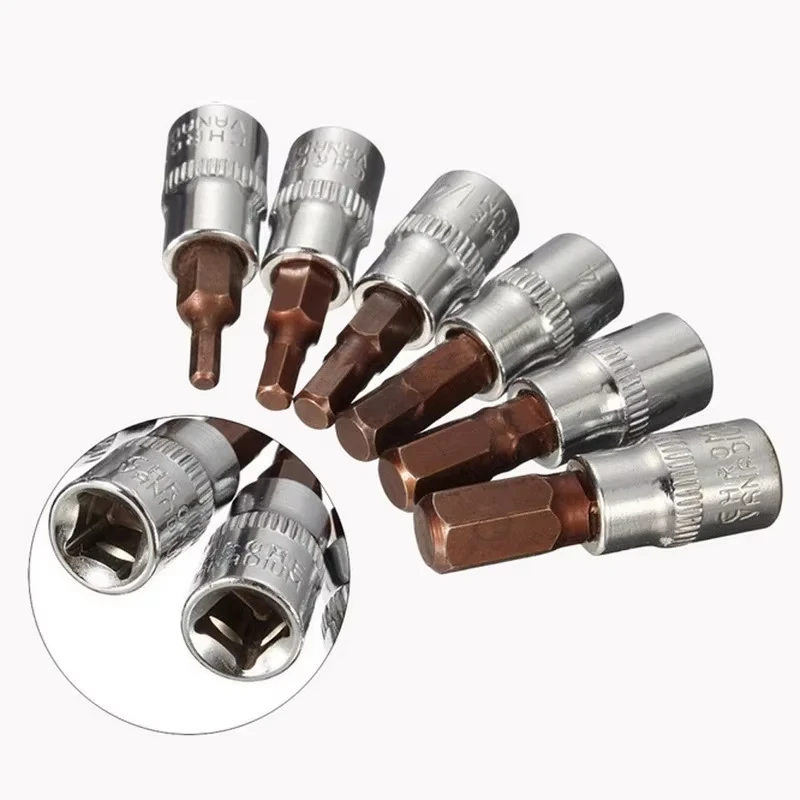 6Pcs 1/4 Inch Screwdriver Bit Socket Set Hex Screw Driver Bits H3-H8 Screwdriver Accessories For Torque Spanner Ratchet Wrench