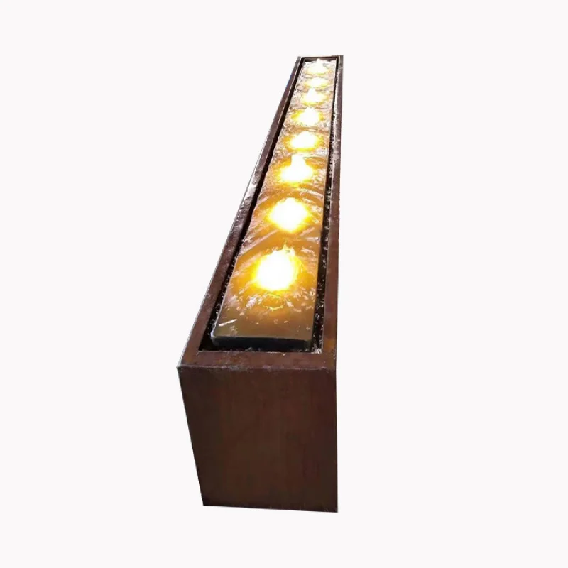 custom.Freestanding Garden Fountain Corten Steel Feature Outdoor Decorative Fountain Curtain Wall