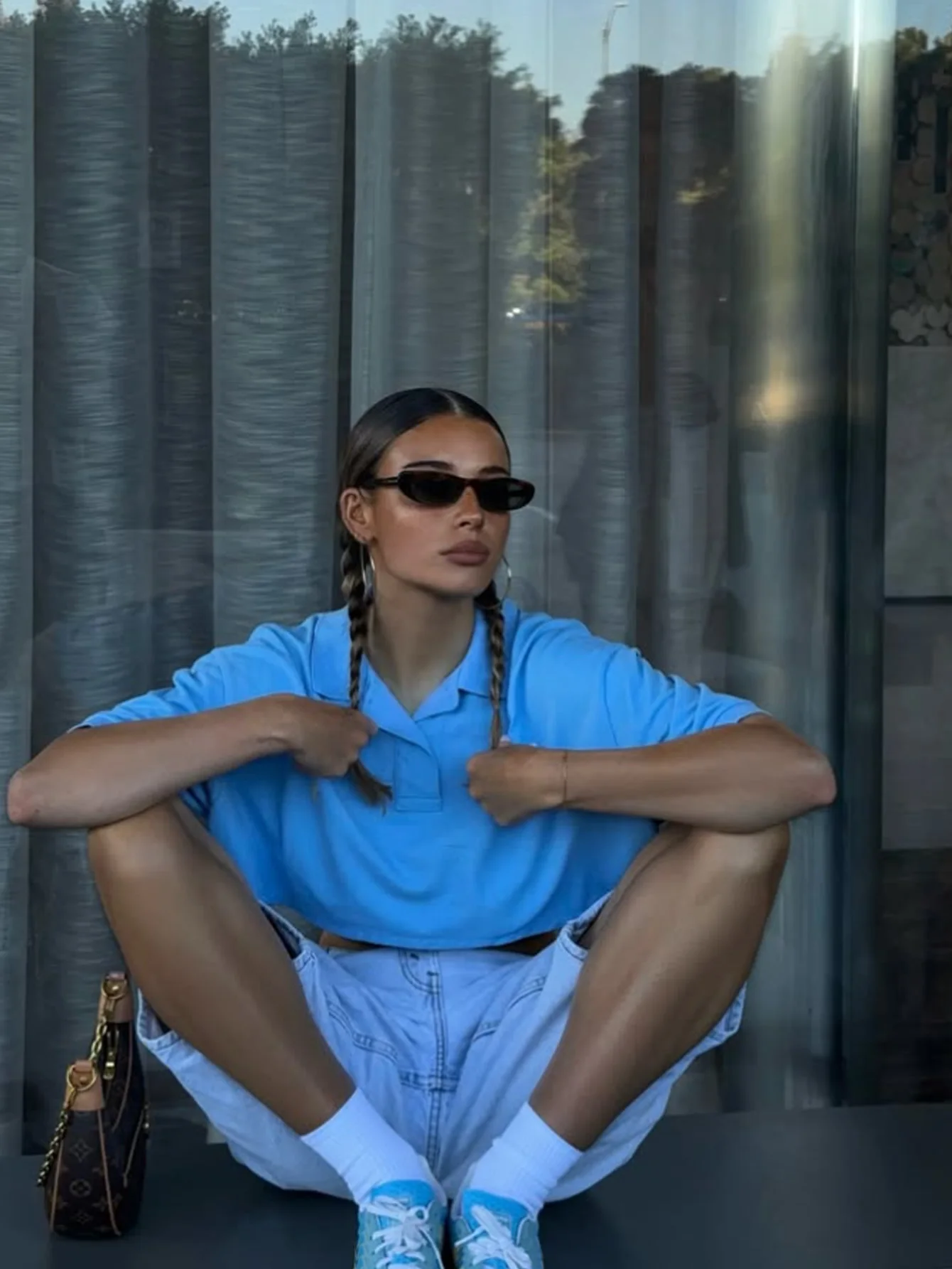 

Women's Plain Polo Neck Crop Tee, Casual Short Sleeve Cropped T-shirt for Spring & Fall, Ladies Clothes for Daily Wear, Top