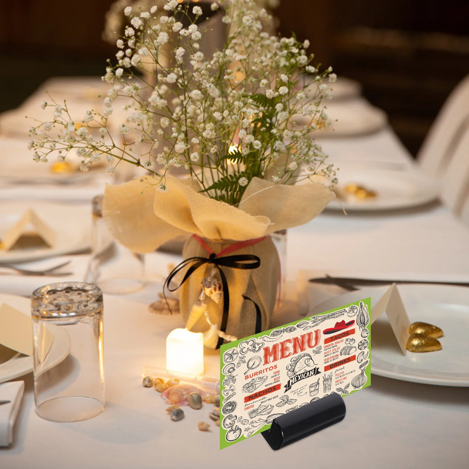 2Pcs Price Tag Holder Metal Label Rack Sturdy Easy Insert Price Clips for Trade Show Food Menu Advertising Display