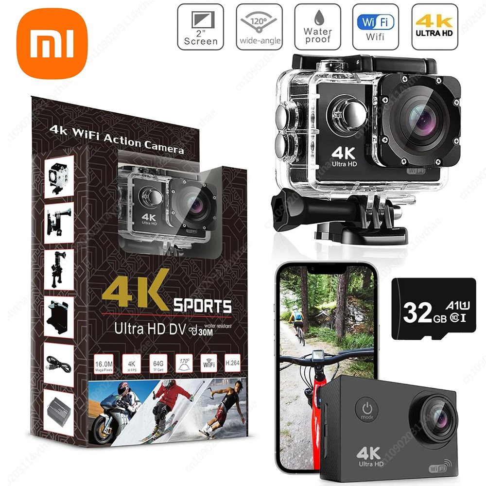 Xiaomi Action Camera Ultra HD 4K30fps WiFi 2.0-inch 170D Waterproof Helmet Video Recording Cameras Sport Cam With Remote Control