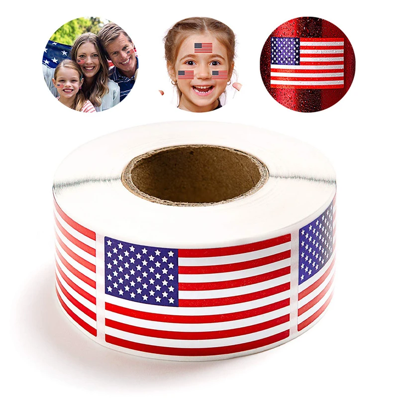 250 Color-printed American Flag Stickers Patriotic Stickers