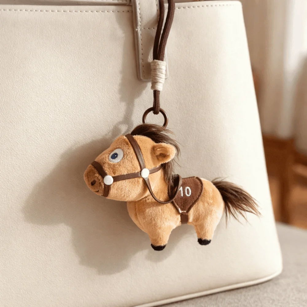 Mascot Pony Bag Pendant Chinese Style Fluffy Stuffed Animal Keyring Good Luck 2026 Year of the Horse Horse Keychain