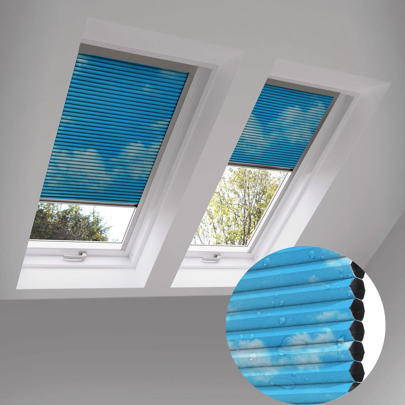 

For ZSTARR Manual Pattern Cellular Shades Cordless Honeycomb Blinds Full Blackout Fabric Window Shades for Skylight Roof