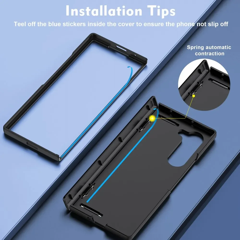 For Samsung Galaxy Z Fold 6 5 Case ZFold5 Ultrathin Matte Silicone Wristband Transparent Shockproof Hingle Folding Hard PC Cover