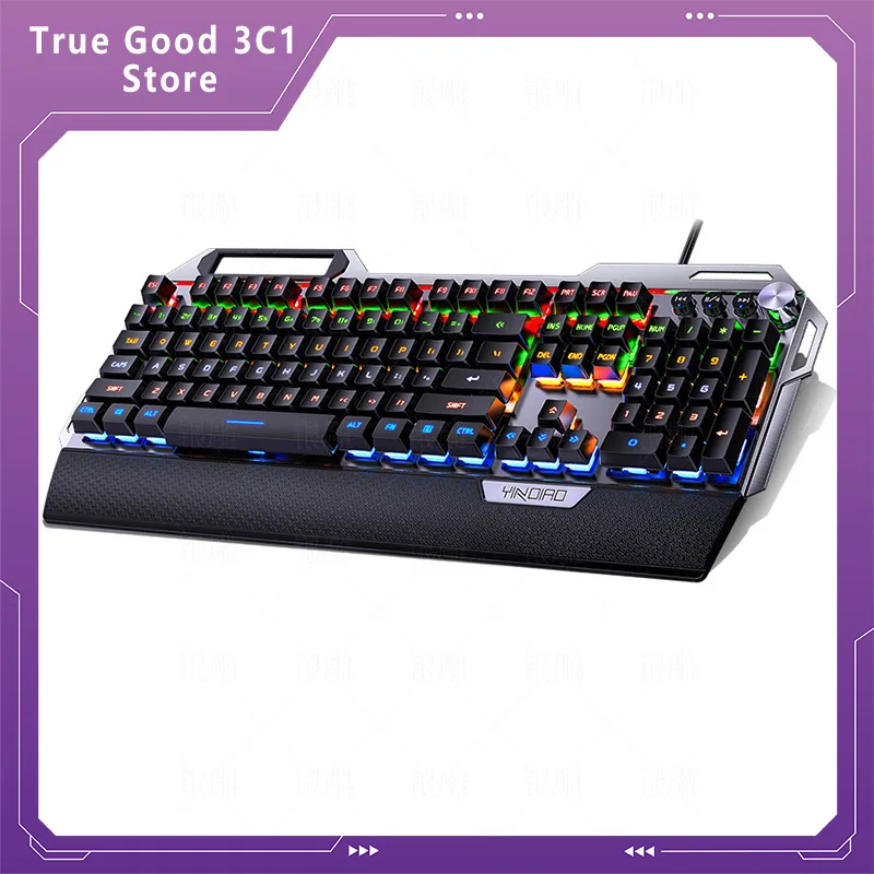 

K100 Metal True Mechanical Keyboard Handheld Knob Game Green Axis Cable Usb Computer Office Computer Peripherals Keyboards