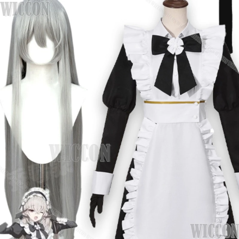 Tenue de serveuse Asuna Blue Archive en collaboration avec le café, costume de cosplay anime, tablier et robe de serveuse Sakurako Utazumi pour Comic Con et festival
