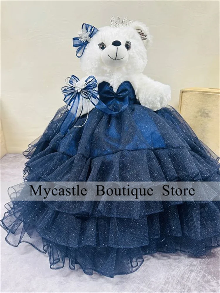 

Luxury Navy Blue Tiered Special Link For Personalized Quinceanera Teddy Bear Dress Sweetheart Ruffles