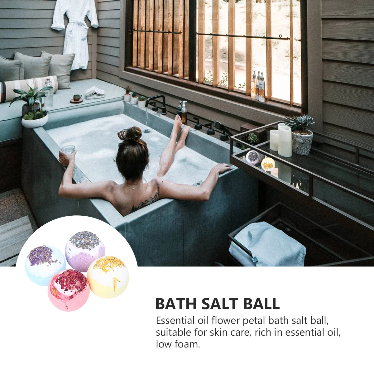

4 Pcs Skin Care Bathing Ball Home Salt Moistening Bombs Supplies Scented Shower Salts Bubble Maker Plant Essential Oil
