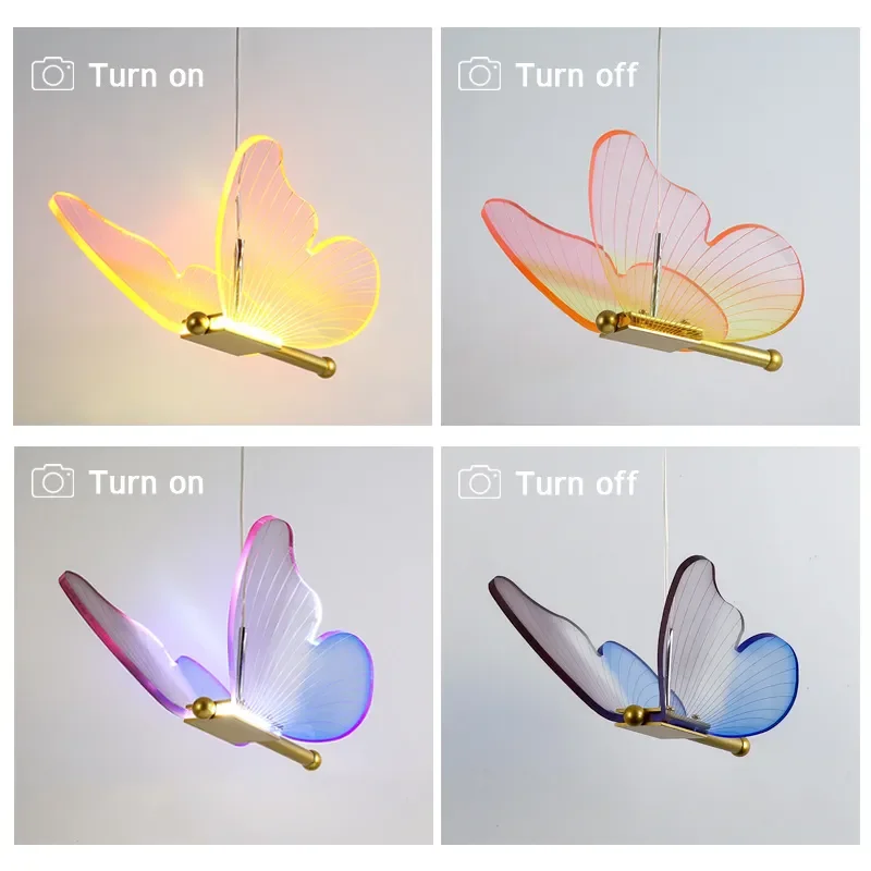 Lampe LED Suspendue en Forme de Papillon au Design Nordique, Luminaire Décoratif d'Nik, Idéal pour un Salon, une Chambre à Coucher ou une Salle à Manger, 90/220V