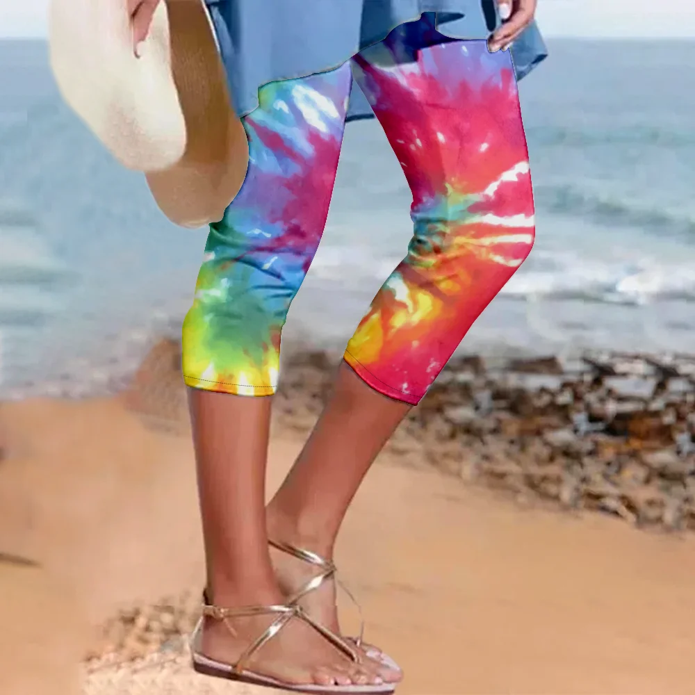 

Summer Pants Tie Dye Women Leggings Streetwear Y2k Pants Beach Trousers Girl Fitness Capri Clothing Panatalones De Mujer