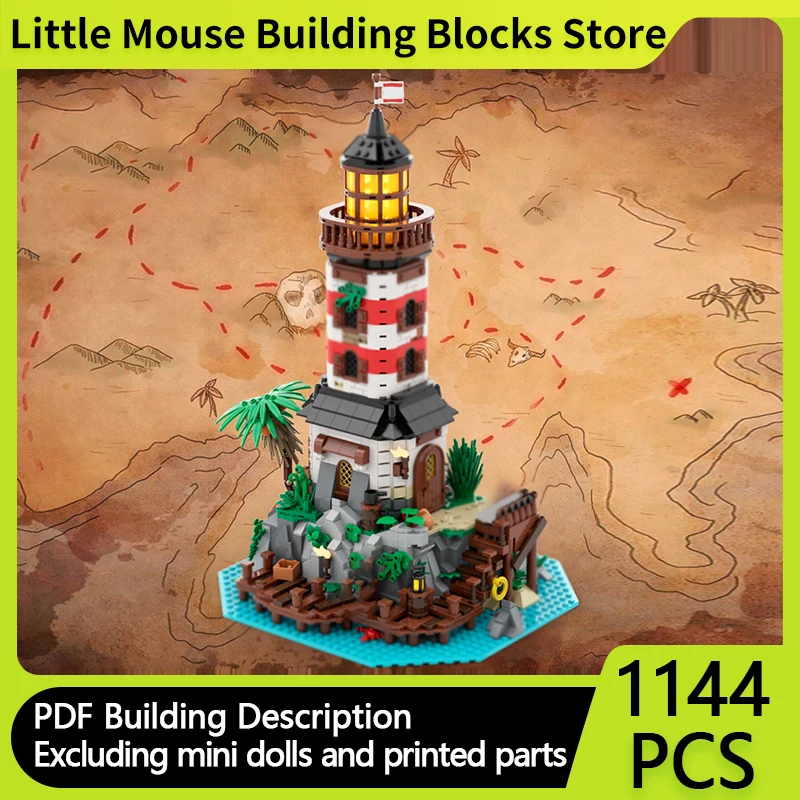 

Средневековый замок, модель MOC, строительные кирпичи, пиратская серия, маяк, модульные технологии, подарки, праздник, сборка, детские игрушки, костюм