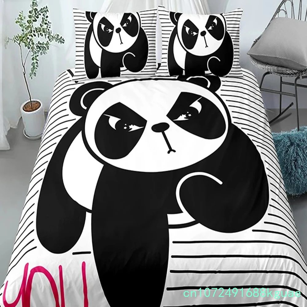 Panda Printed 2/3pcs Bedding Set Bamboo Duvet Cover For Adult Child Bedclothes And Pillowcases Comforter Covers Bed Sets King