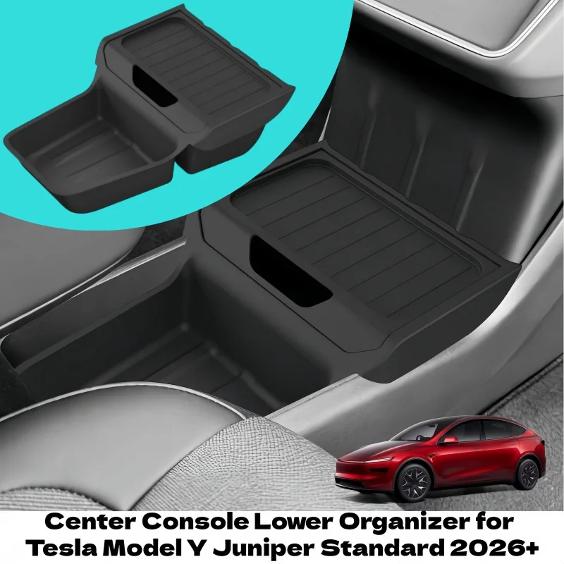 for Tesla Model Y Juniper RWD Standard 2026 2025 Center Lower Storage Box TPE Central Tray Organizer Accessories Tidying