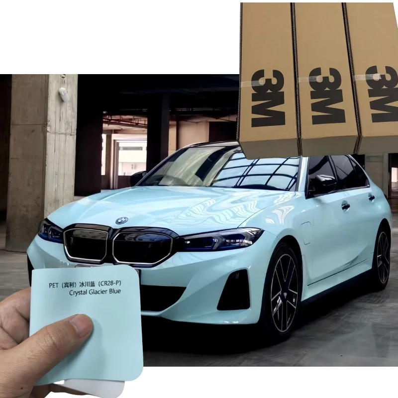 

3M High Gloss PET Crystal Glacier Blue Автомобильная виниловая пленка PPF Воздушное высвобождение Неслойная ледяная мерцающая рок-чип Защита Прозрачная