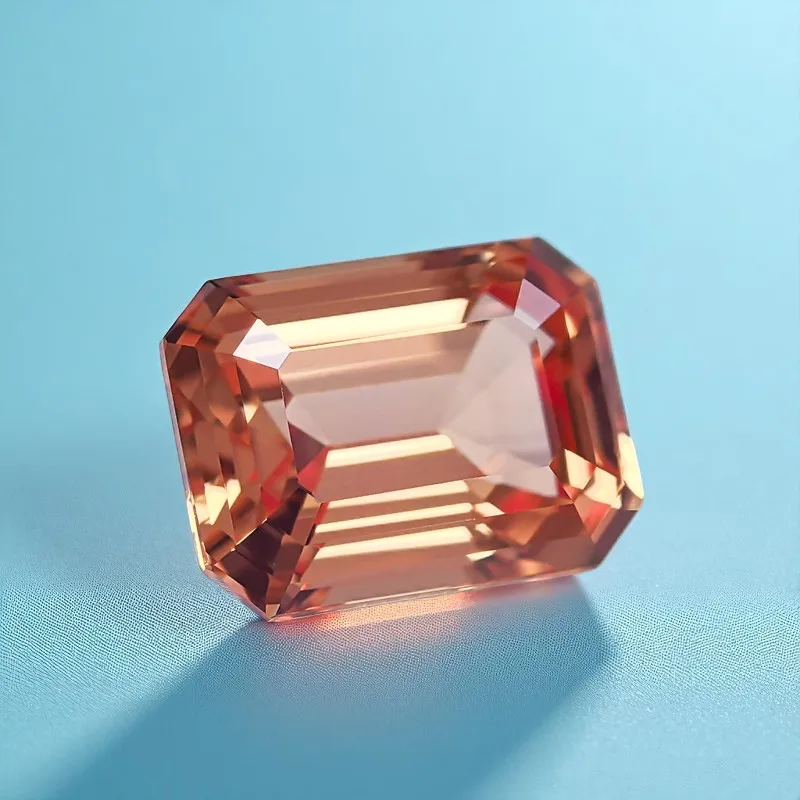 Laborgezüchteter Padparadscha Rundschliff Roter Lotus-Farbton Extrem Glänzende Qualität DIY Ring Halskette Ohrringe Hauptmaterialien Zertifiziert – Detail 2